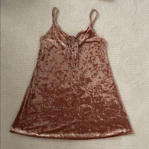 Forever21 velvet gold lace up dress